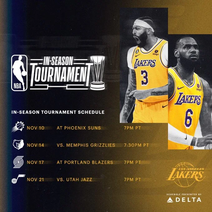nba in season tournament west group A schedule of Los Angeles Lakers